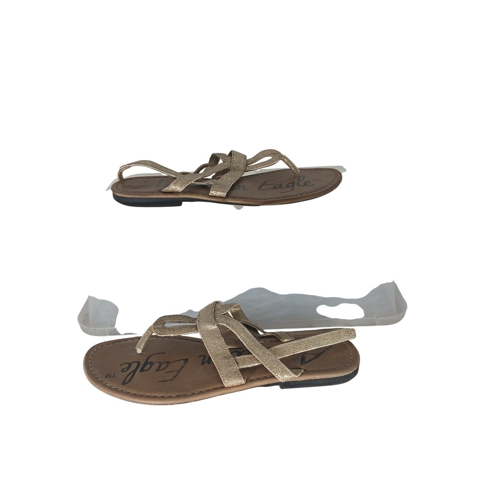 American Eagle Strappy Thong Sandals 6.5 Glitter‎ Sparkly Slingback Boho Flat